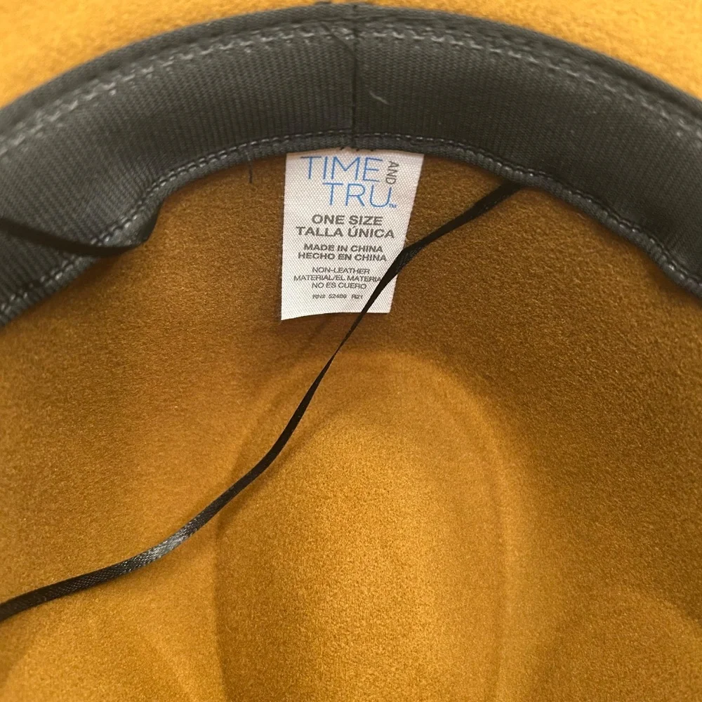 Women's Time and Tru Hat One Size Adjustable Fedora Soft Felt Wide Brim - Picture 7 of 7
